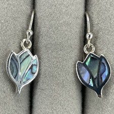 Sea Gems 925 sterling silver earrings dangle abalone Paua Tulip