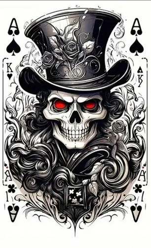 Skull ace spades - skull, large