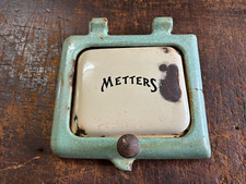 Antique 1900's Metters Small Enamel Stove Front Door. Old Wood Fire Stove/Oven