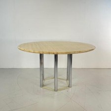 1970s ITALIAN CARRARA MARBLE AND CHROME DINING TABLE HARVEY NICHOLS #4343