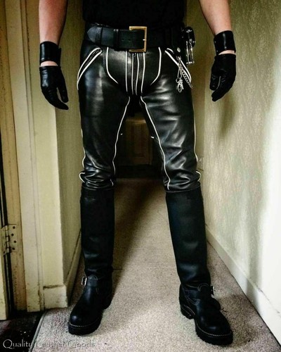 Mens leather leder - leather, jeans
