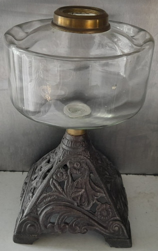 Vintage glass oil lamp font - glass,