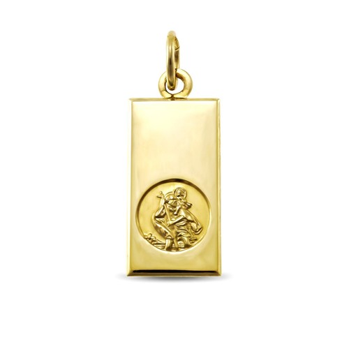 Rectangular 9ct gold saint - rectangular,