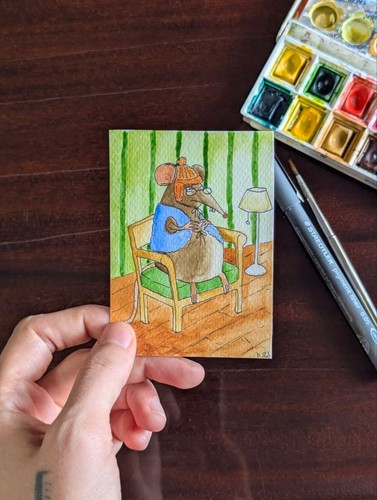 Aceo original watercolor - aceo,