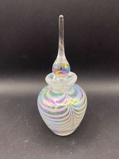 Hand Blown Bottle Perfume Oil Jar with Dipping Stopper 14cm Multi Colour Vortex
