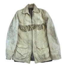 1940s 50s Leather Fringed Jacket Tassel western USA cowboy Buckskin XS Uk 4