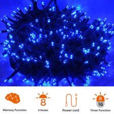 100-1000LED Blue Christmas String Lights with 10M Long lead+8 Modes+Timer+Memory