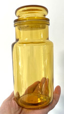 Vintage French Yellow Amber Glass Apothecary Storage Jar