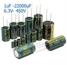 High Frequency LOW ESR Radial Electrolytic Capacitor 1uF -22000uF 6.3V- 450V