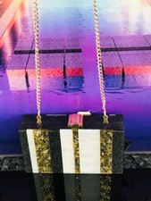 🧑‍🎤...NEW Convertible  Clutch Shoulder Bag  Gold Chain Strap MAID FROM PERSPEX