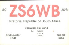 Ham Radio QSL/QSO ZS6WB G3YEU
