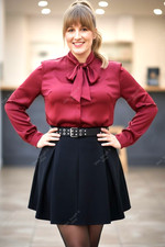 Burgundy Satin pussybow blouse