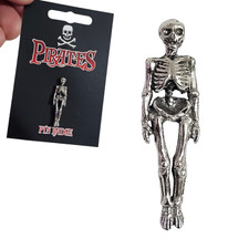 Skeleton Pewter Pin Badge 3d