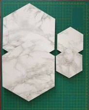 Handmade 4 Piece Hexagon Marble Effect 5mm thick  Wooden Coaster & Placemat Set