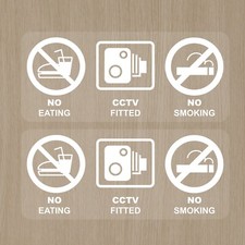 No Smoking Vaping Eating Drinking CCTV Window Car Taxi Bus Lorry HGV Stickers