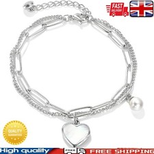Beautiful Heart Pendant Charm Bracelet Women Girls Gold Silver Jewellery Gift UK