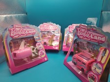 Mini Barbie Land Colour Change Play set X4 Boat Campervan Car Plane Doll brand