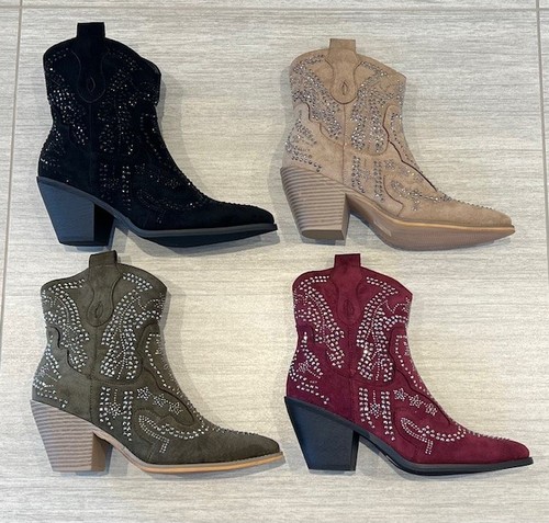 Ladies faux suede diamante - faux,