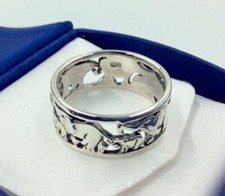 STUNNING STERLING SILVER 925 ELEPHANT DESIGN 10MM BAND RING SIZE W 1/2 7.10G