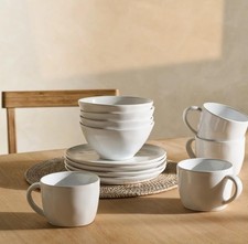 The White Company Portobello Stoneware 12 Piece Breakfast / Brunch Crockery Set