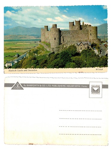Postcard harlech castle and - castle,