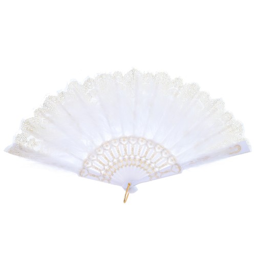 Vintage feather hand fan white - vintage,