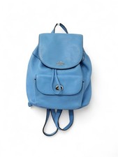 Ladies COACH Mini Billie Blue Leather Small Drawstring Backpack Bag W46