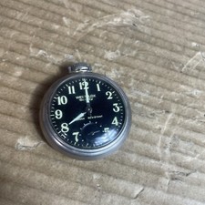 Vintage Westclox Scotty Metal Pocket Watch Black Luminous Dial - USA working