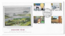 GB 1986 Industry Year FDC - Sotheby's Silk - Ironbridge, Telford Cancel
