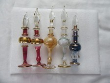 5 Assorted Mini Decorative Glass Perfume Bottles With Stoppers