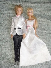BARBIE & Ken Dolls Bride & Groom - Blonde Hair in Wedding Dress