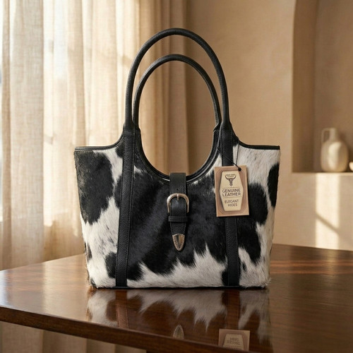 Handmade cowhide leather tote - cowhide,
