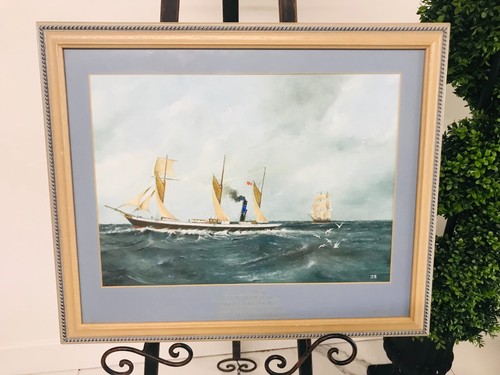 Framed maritime painting - framed, –