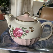 Vintage Rose Pink & Gold Teapot Sadler