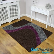 Fusion Chocolate Brown Rug 120cm x 160cm Large Shaggy Rug FREE NEXT DAY DELIVERY