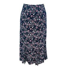 New Ladies Floral Print Midi Calf Length Godet Skirt Flared Panel Stretchy UK