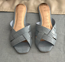 Ted Baker New light blue croco-print flat sandals size 6M or EU 36 bronze lining