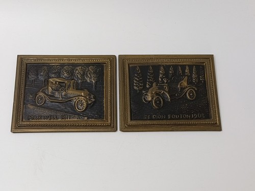 Pair brass plaques - pair,
