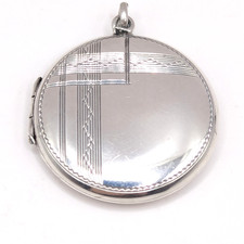 Vintage Round Circle Shaped Solid Silver Locket Pendant