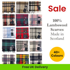 Scottish 100% Lambswool Scarf Tartan Check Wool Scarves Unisex Winter Wrap -Sale