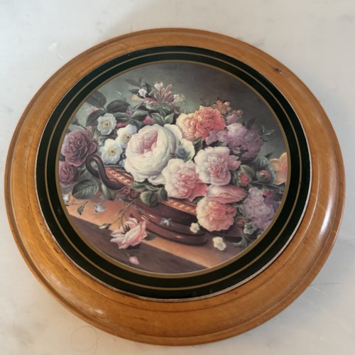 Vintage floral wooden - wooden, trivet