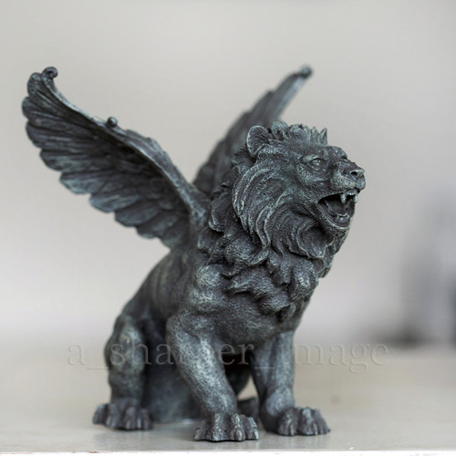 Mythical gothic winged lion - winged,