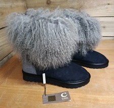 NEW Celtic & Co Women's 'Mongolian' Sheepskin Boots UK 6 - Blue / Grey RRP £144