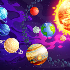 Kids Solar System Space Wall