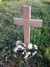 Wooden Memorial Cross. Grave Marker. pets. Solid oak