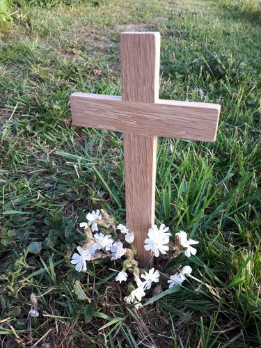 Wooden memorial cross - cross., grave