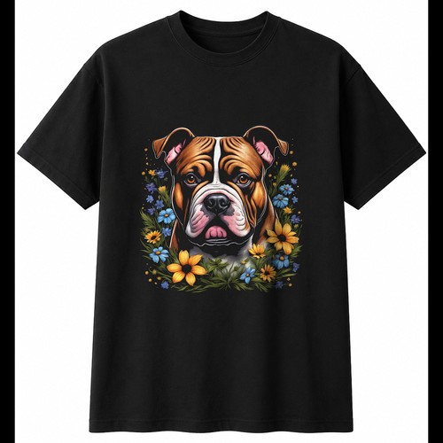 American bully with - with, flowers