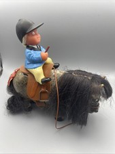 Rare Vintage 1960s Plastech Norman Thelwell Dapple Pony & Rider Figure Toy
