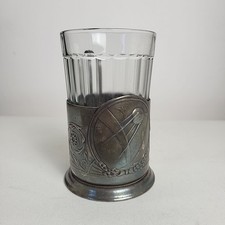 Vintage USSR Russian Sputnik Space Metal Glass Holder Silver Colour