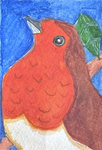 Aceo robin original - original, miniature